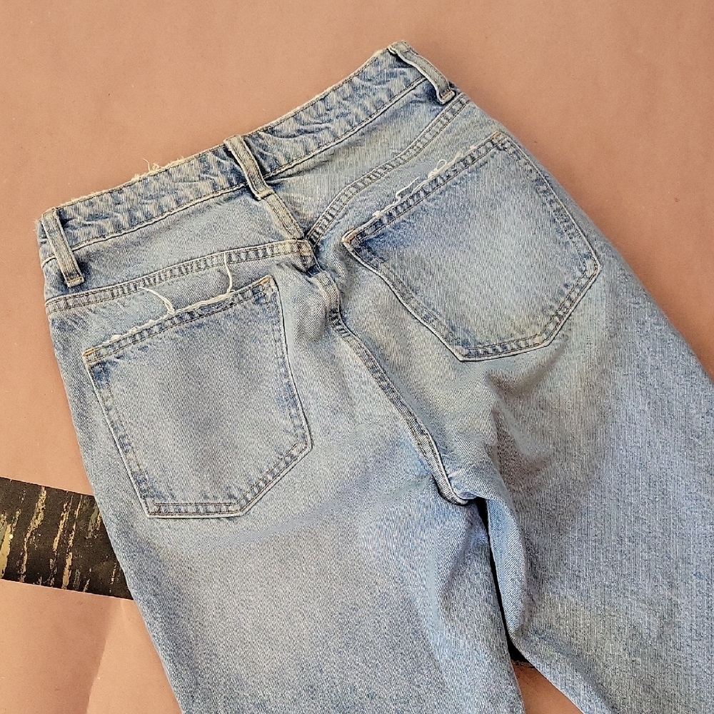 Zara Light Blue Ripped Straight-Leg Jeans - Picture 6 of 10